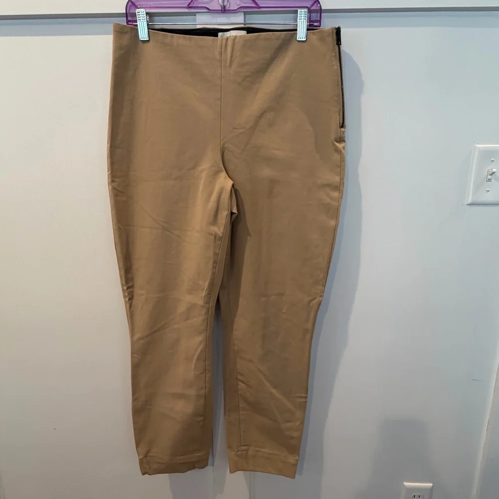 Everlane Women's Bi-Stretch Work Pants Mid Rise Slim Leg Cornstalk Tan Beige 12 - Picture 1 of 7